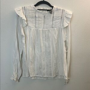 AQUA White Ruffled Women's Top